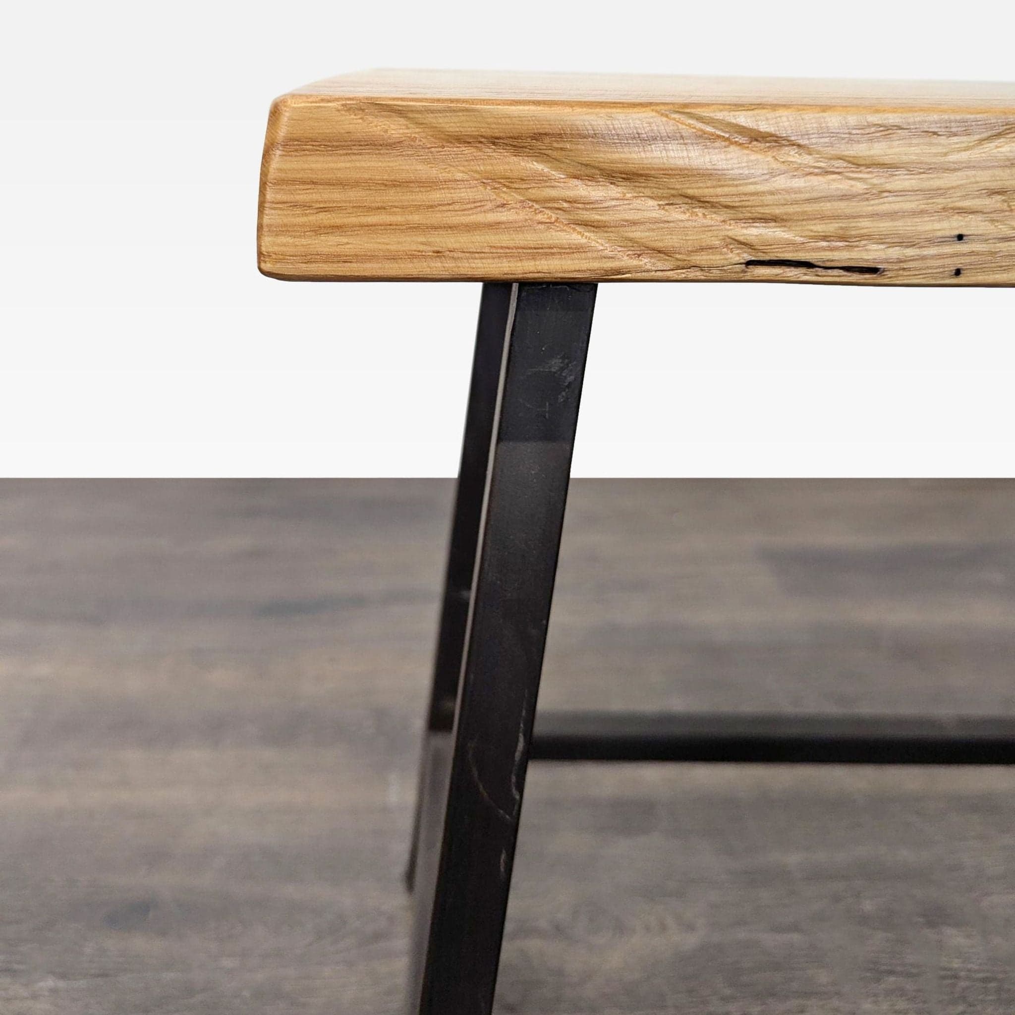 Wood Top Side Table on Metal Base - Thumbnail 2