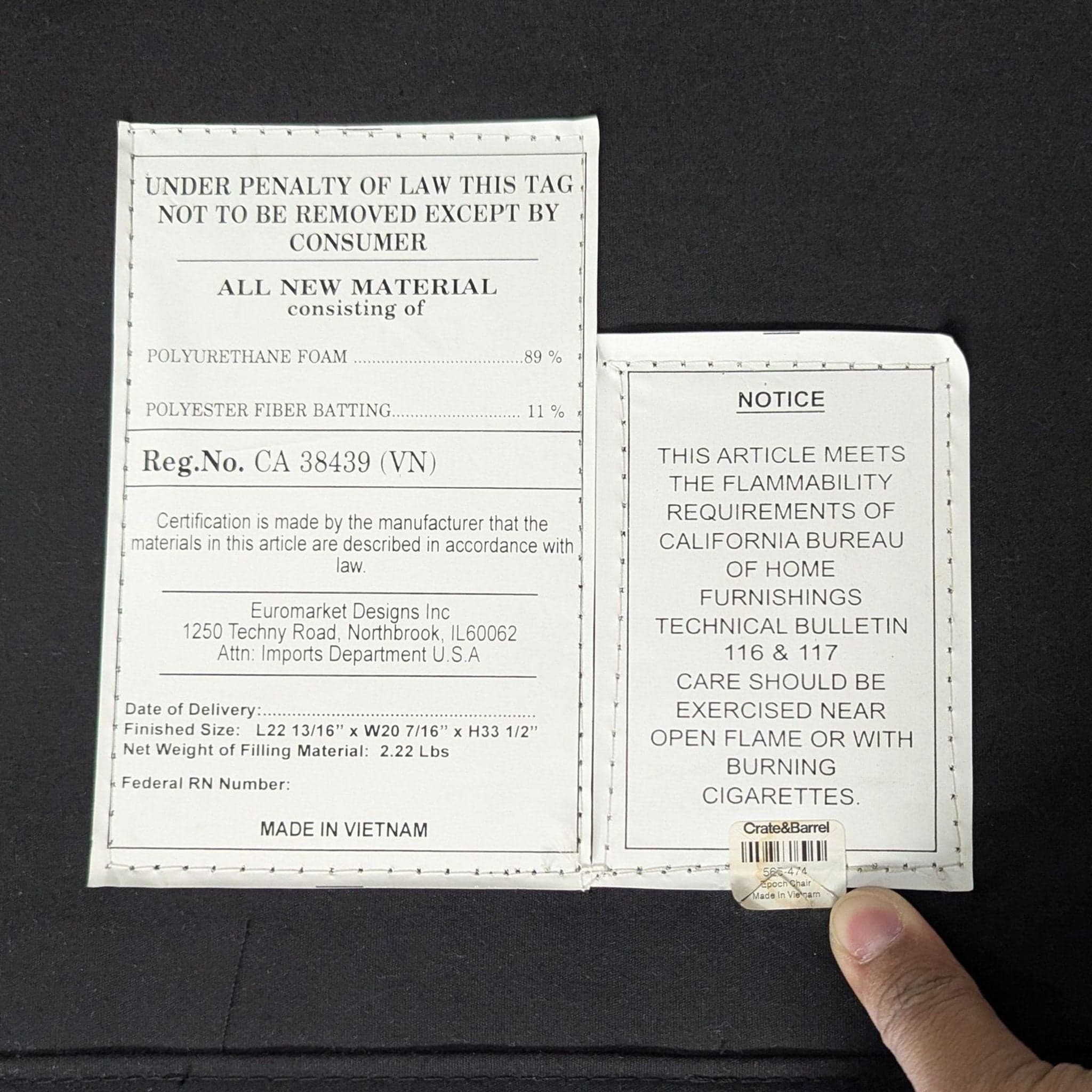 Pair of Crate & Barrel Dining Side Chairs - Thumbnail 8