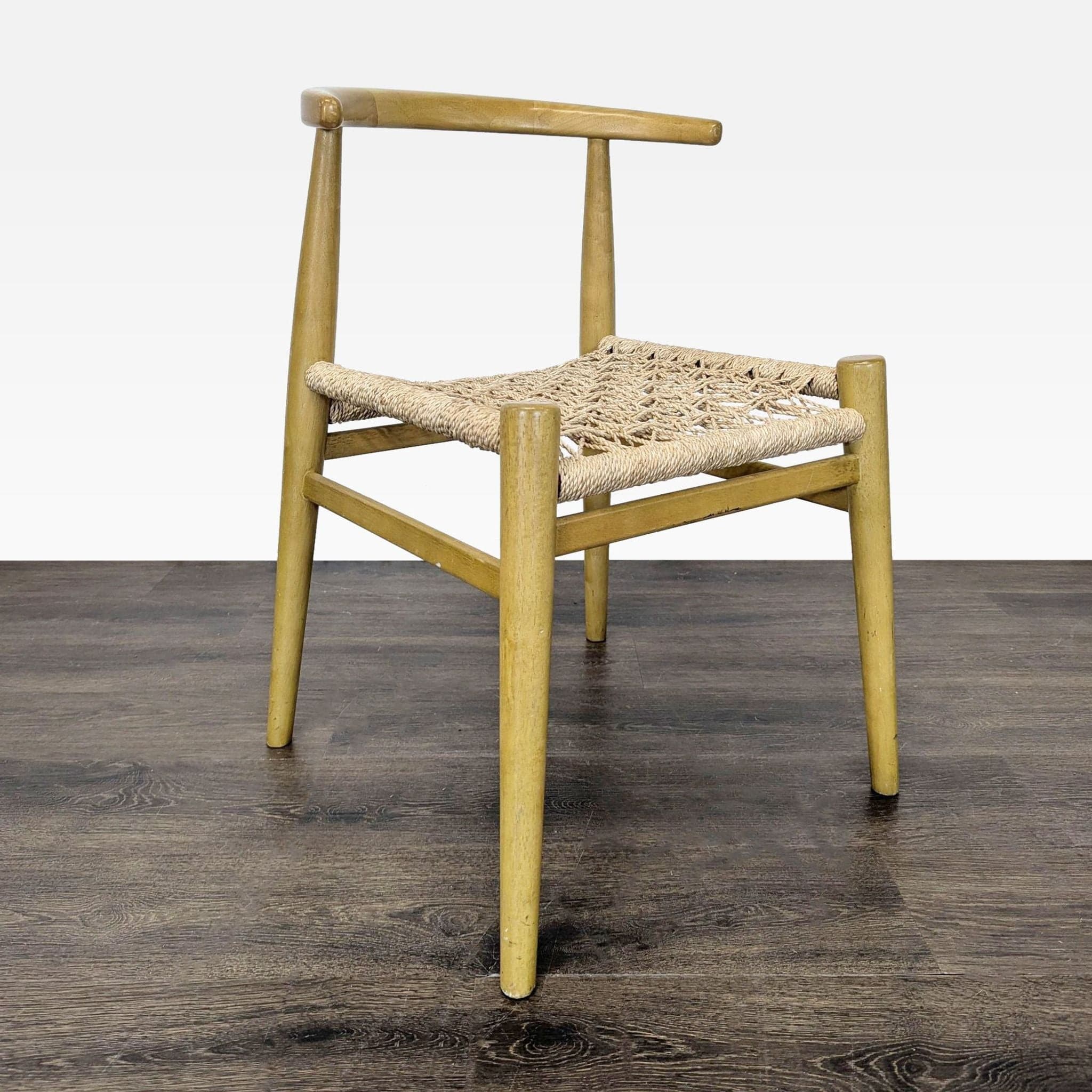 Wood Dining Chair with Woven Rope Seat - Thumbnail 5