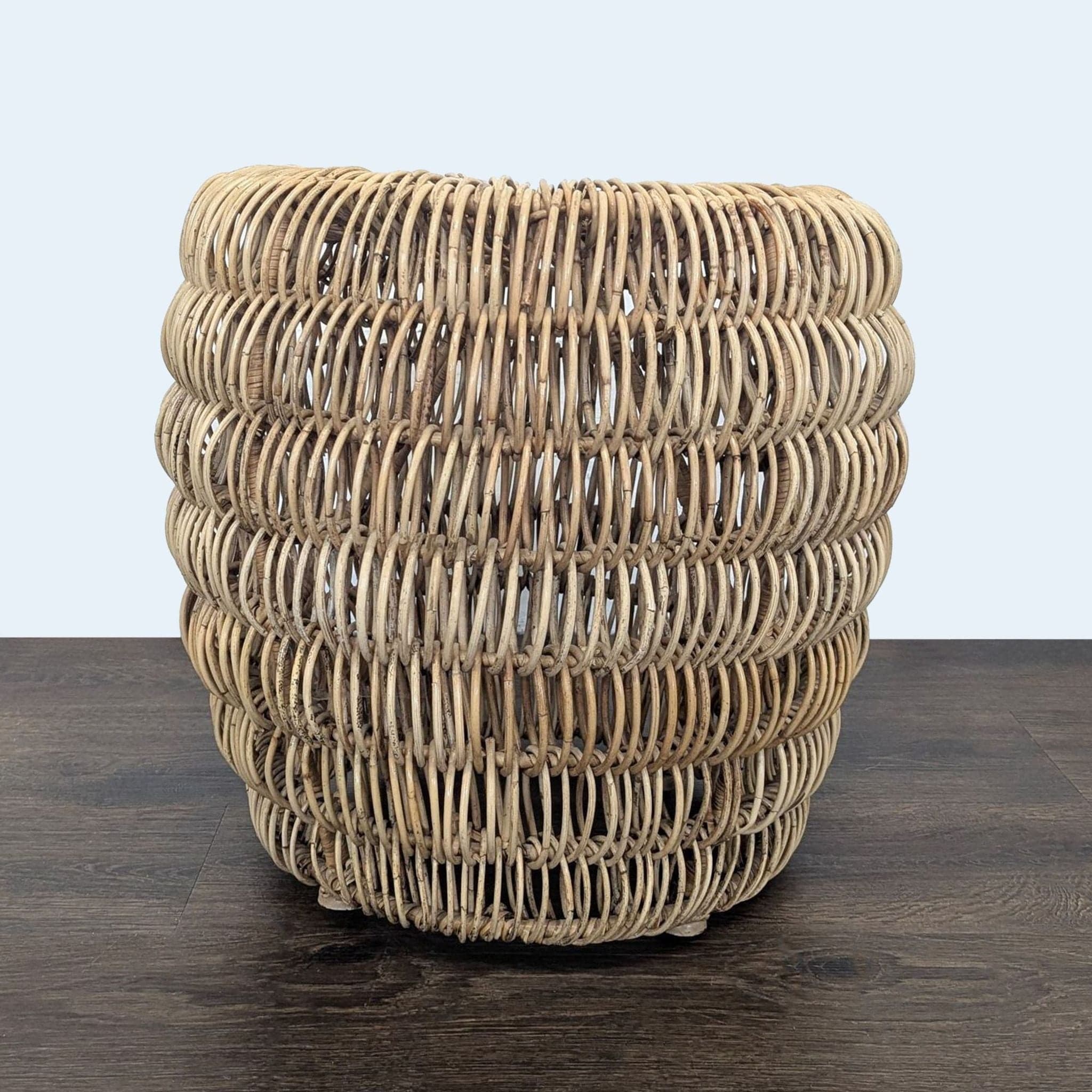 Pair of Woven Rattan Accent Tables - Thumbnail 2