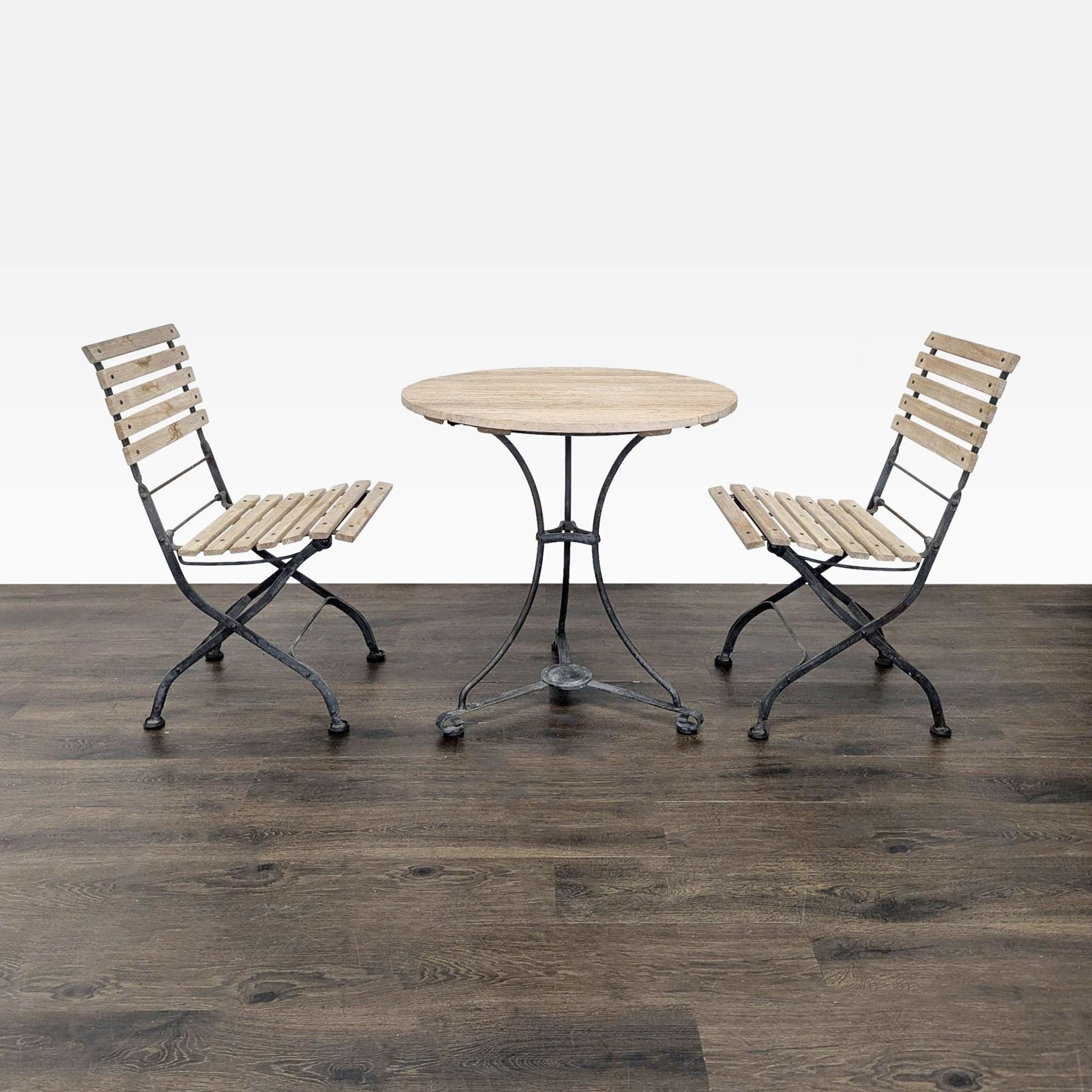 Smith & Hawken Bistro Style 3-Piece Wood and Metal Dining Set - Image 1