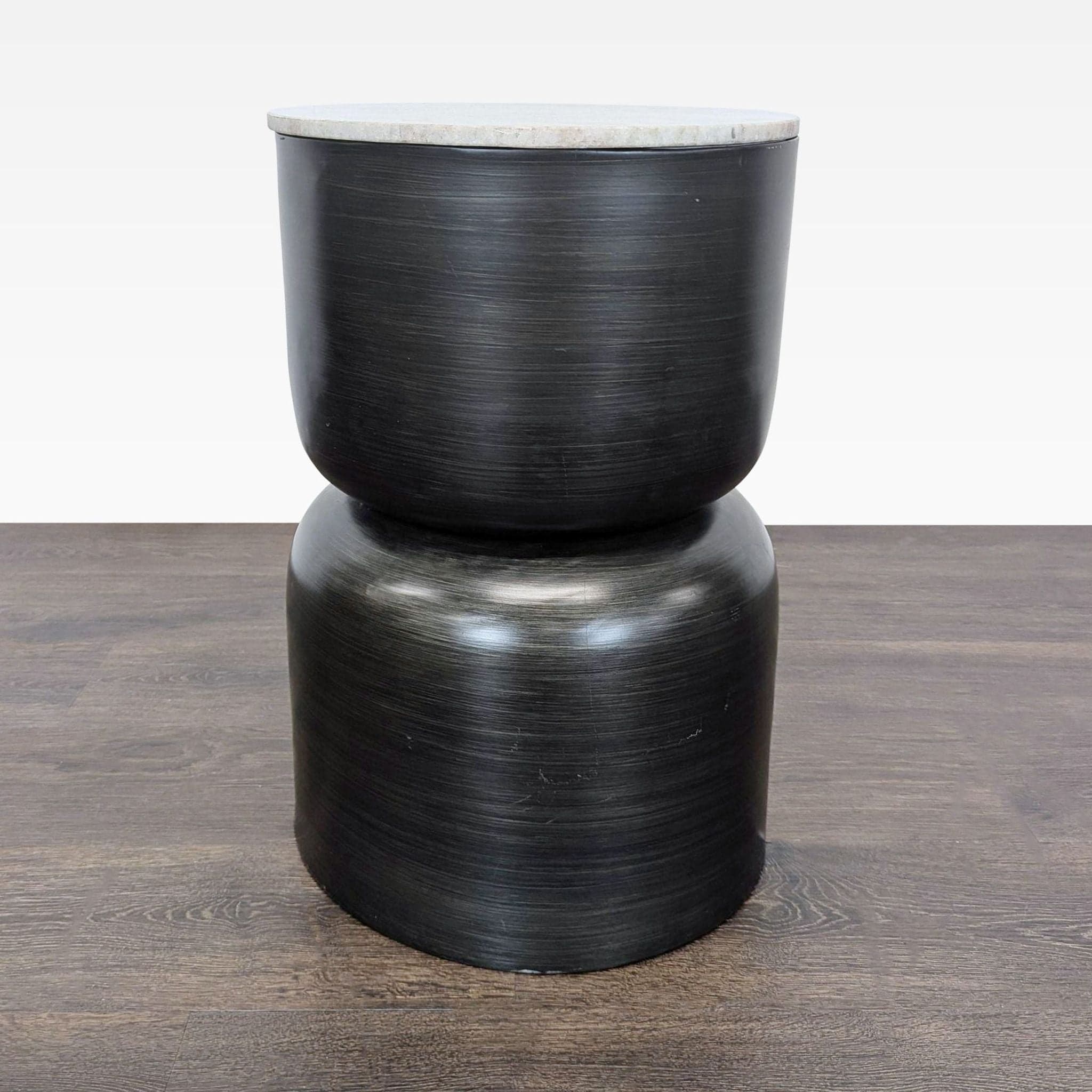 Metal Accent Table with Removable Marble Top - Image 1