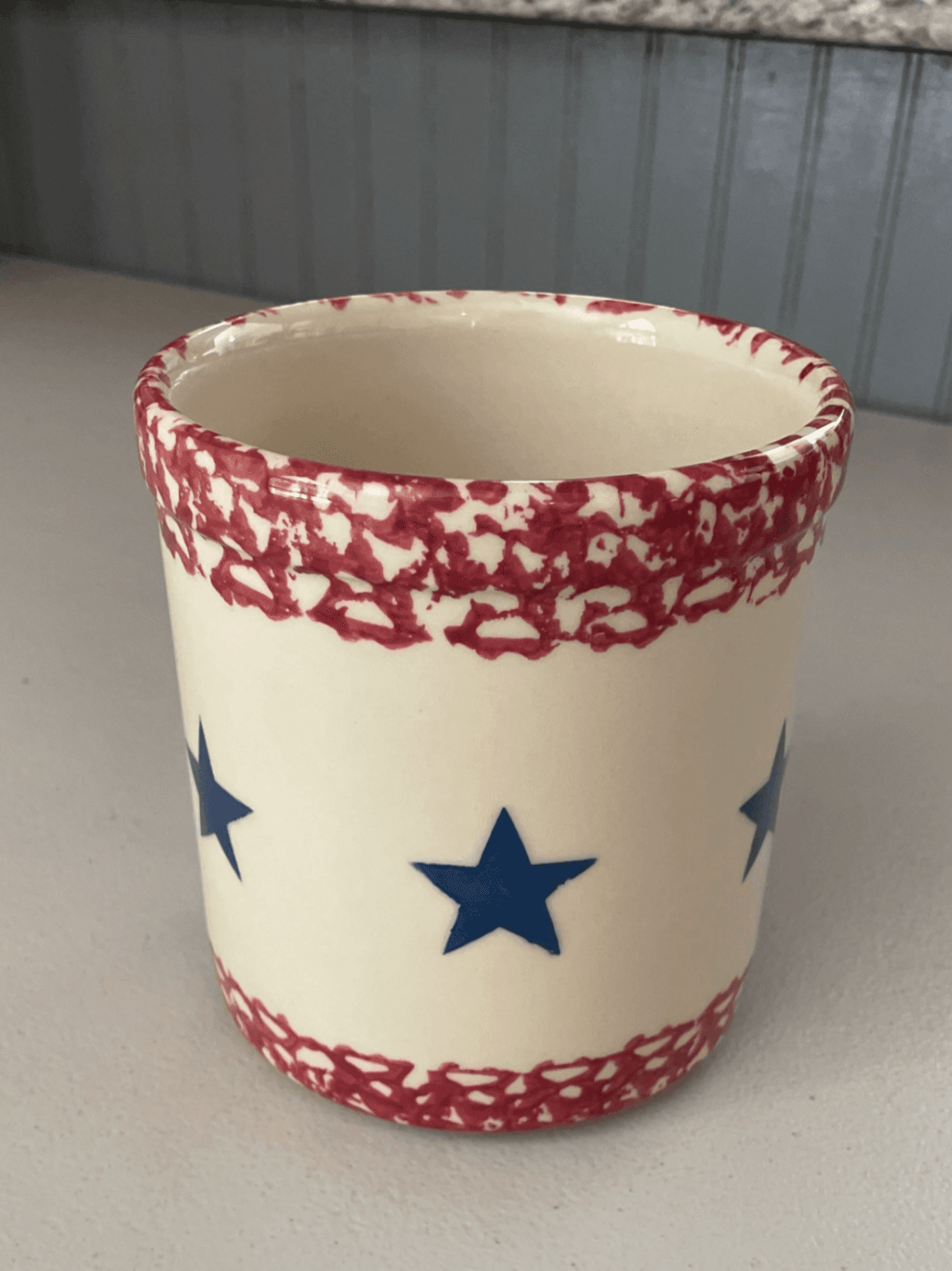 Ceramic Mug with Blue Stars and Red Trim - Thumbnail 2