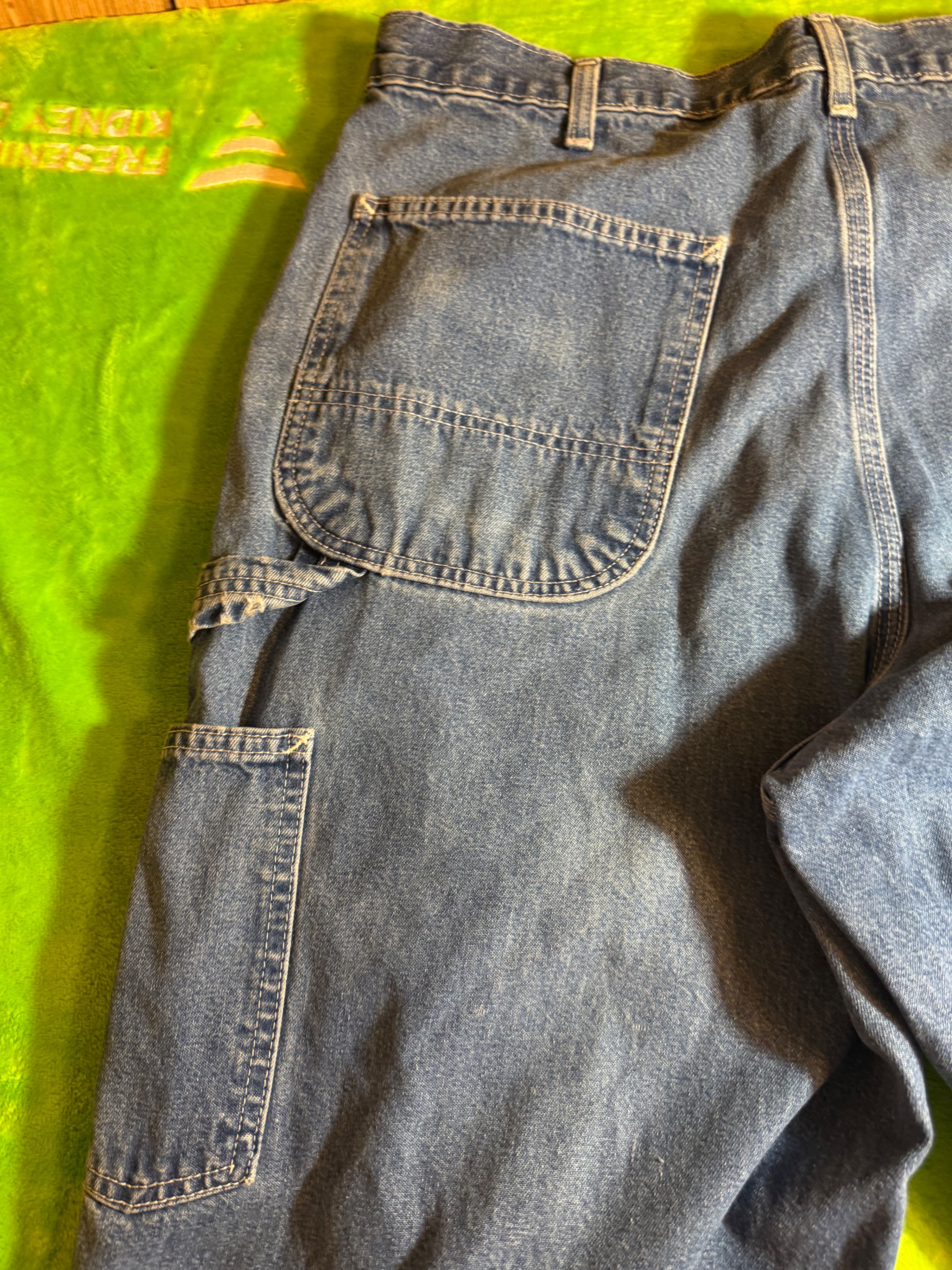 Carhartt B13 Dst 35x34 Blue Denim Work Pants with Carpenter Pockets - Thumbnail 6