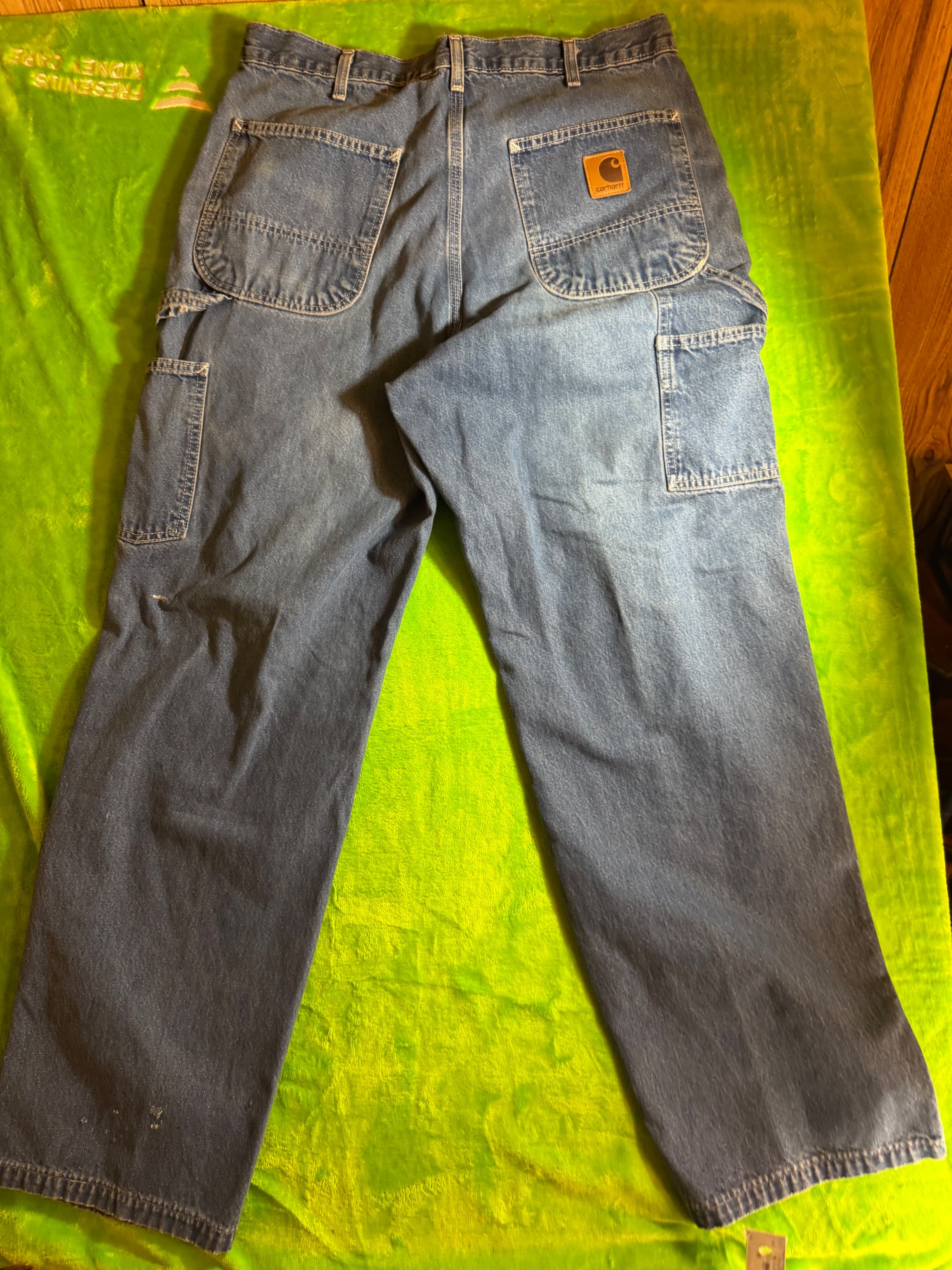 Carhartt B13 Dst 35x34 Blue Denim Work Pants with Carpenter Pockets - Thumbnail 2