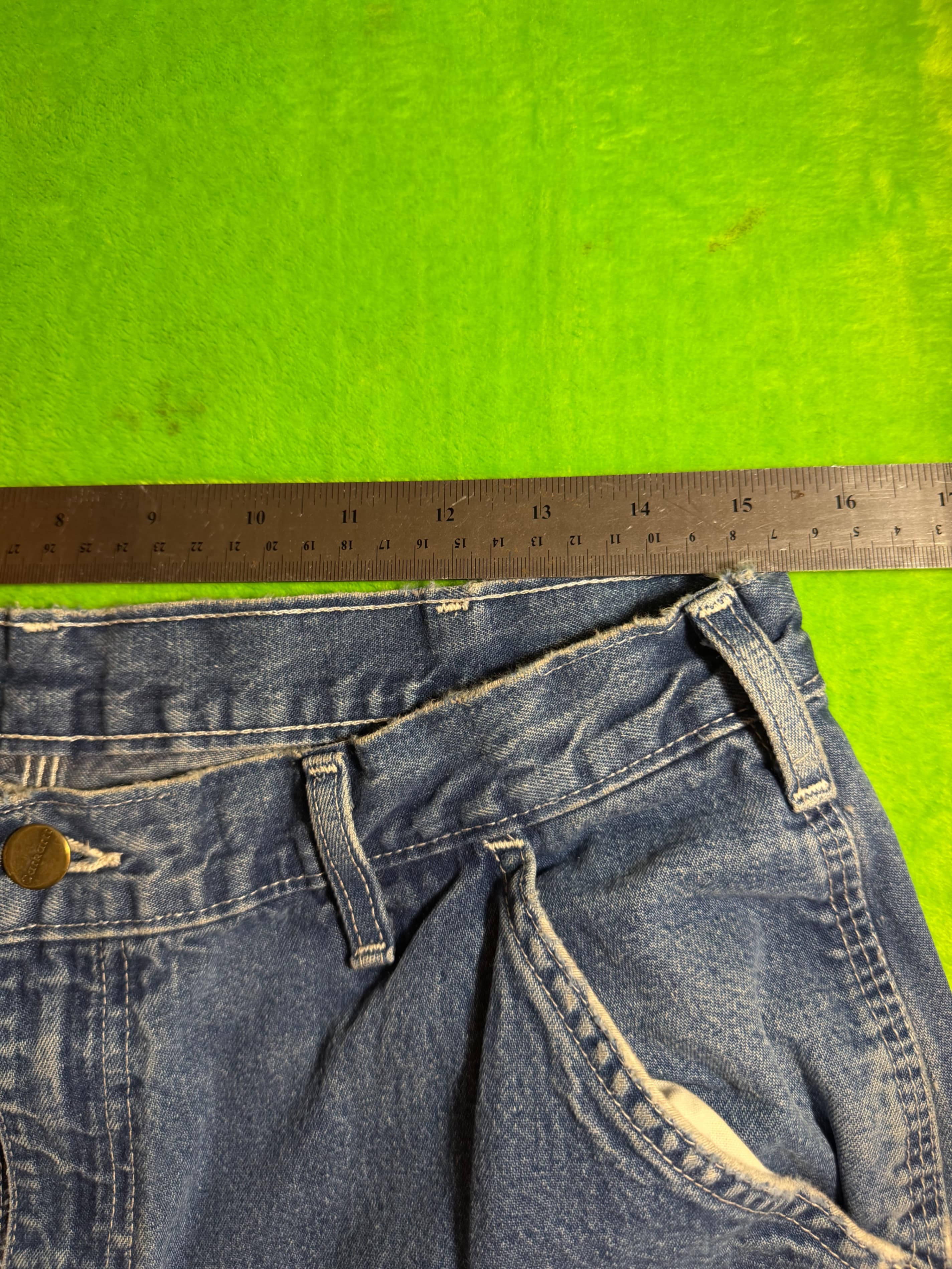 Carhartt B13 Dst 35x34 Blue Denim Work Pants with Carpenter Pockets - Thumbnail 7