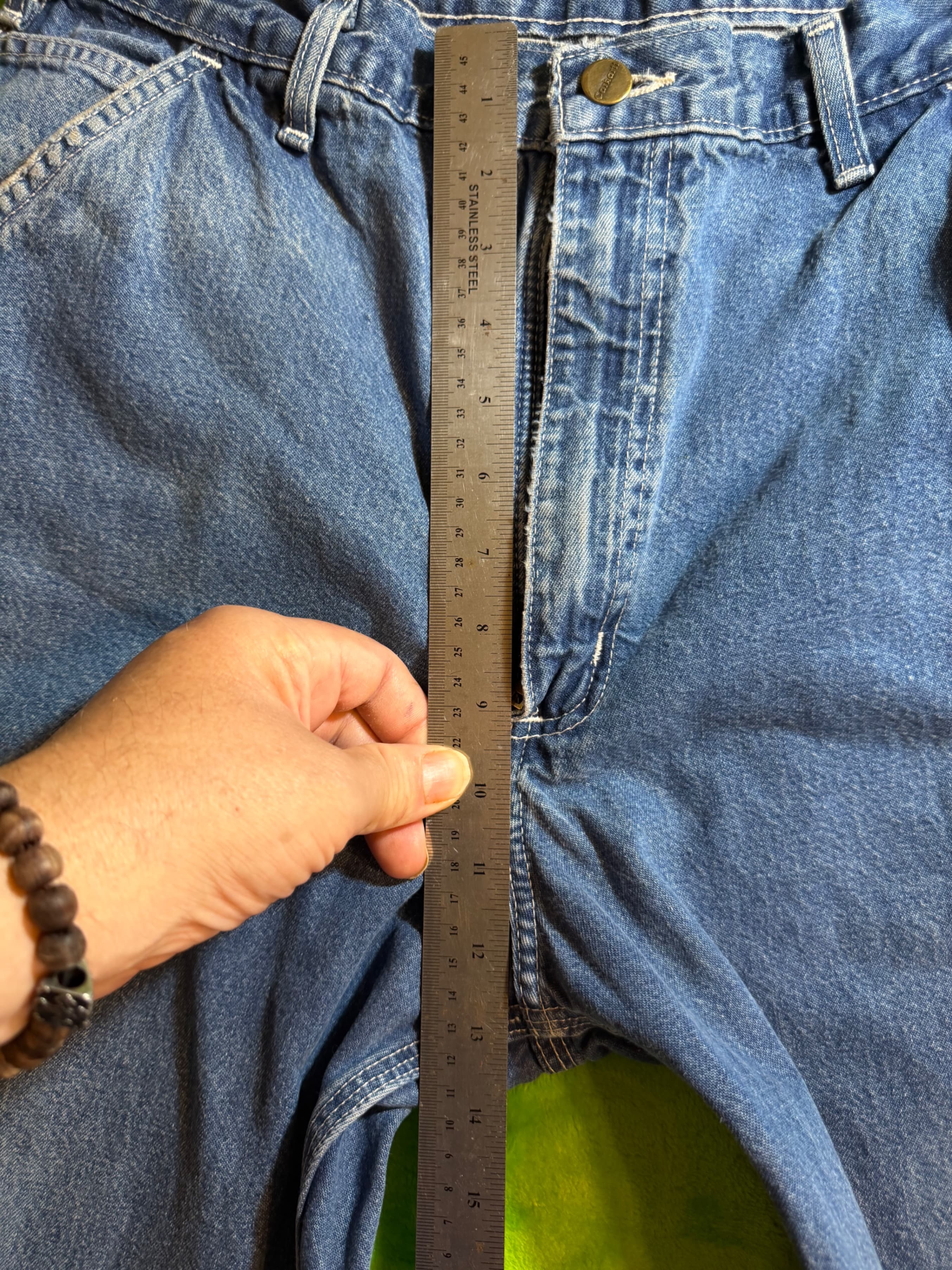 Carhartt B13 Dst 35x34 Blue Denim Work Pants with Carpenter Pockets - Thumbnail 8