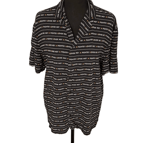 Divided By H&M Lover Not A Fighter Men’s Button Up S/S Shirt - Image 1