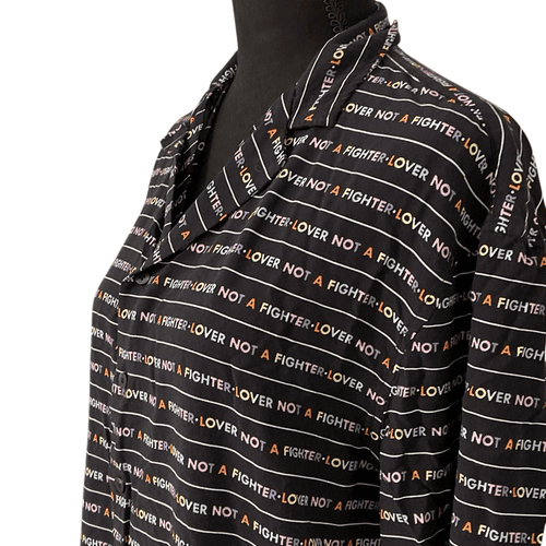 Divided By H&M Lover Not A Fighter Men’s Button Up S/S Shirt - Thumbnail 4