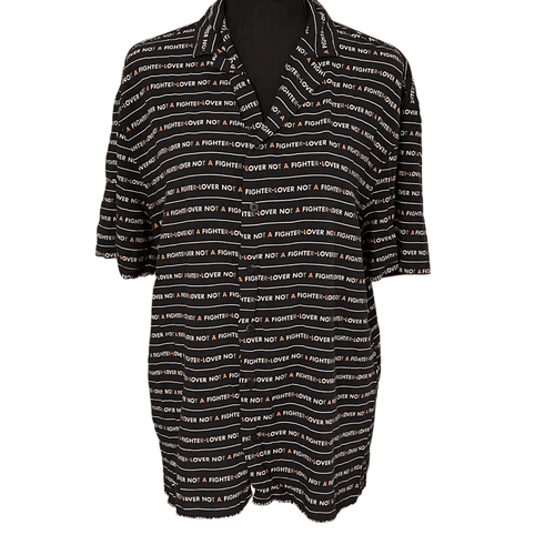 Divided By H&M Lover Not A Fighter Men’s Button Up S/S Shirt - Thumbnail 3