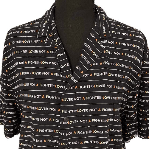 Divided By H&M Lover Not A Fighter Men’s Button Up S/S Shirt - Thumbnail 2