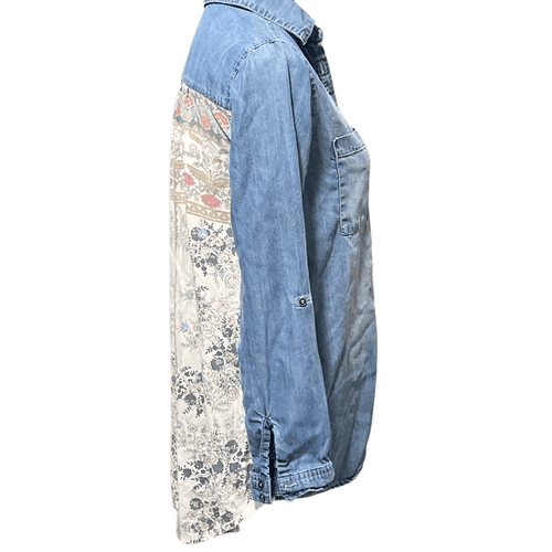 Altar’d State Lightweight Jean Boho Style Button Up L/S Shirt/Top - Thumbnail 4
