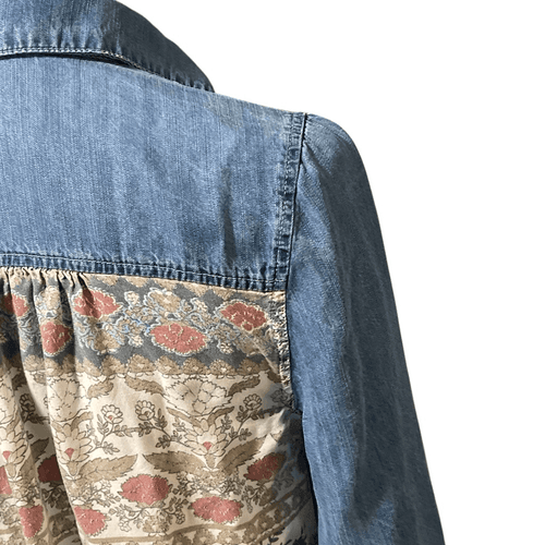 Altar’d State Lightweight Jean Boho Style Button Up L/S Shirt/Top - Thumbnail 7