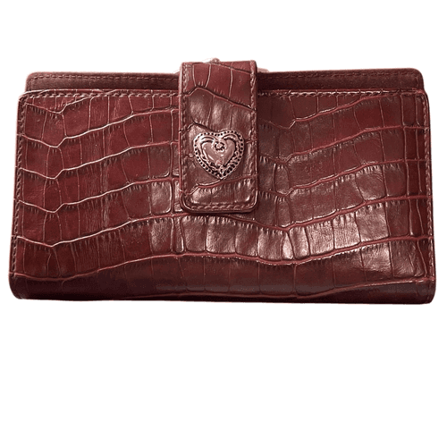 Hato Hasi Vintage Croc Embossed Faux Leather Brownish Red Women’s Wallet - Image 1