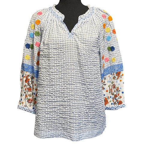 John Mark Spring Fling” Embroidered 3/4 Sleeve Blouse/Top - Image 1