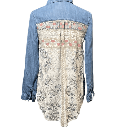 Altar’d State Lightweight Jean Boho Style Button Up L/S Shirt/Top - Thumbnail 6