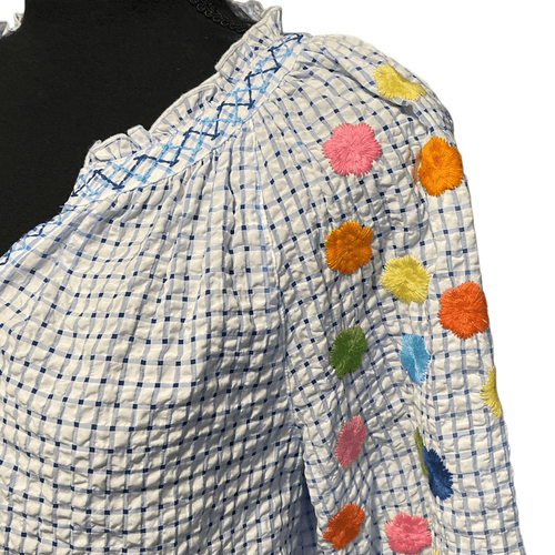 John Mark Spring Fling” Embroidered 3/4 Sleeve Blouse/Top - Thumbnail 4