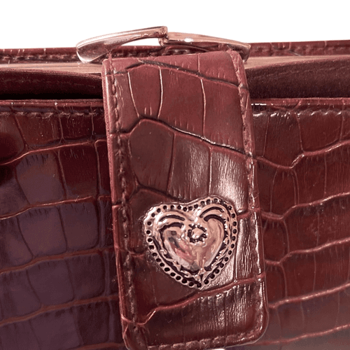 Hato Hasi Vintage Croc Embossed Faux Leather Brownish Red Women’s Wallet - Thumbnail 3