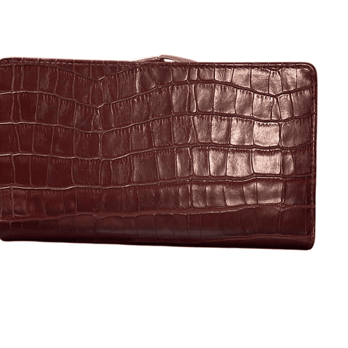 Hato Hasi Vintage Croc Embossed Faux Leather Brownish Red Women’s Wallet - Thumbnail 7