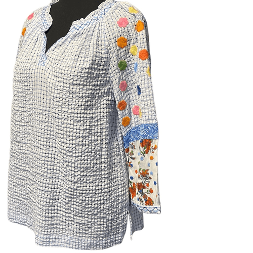 John Mark Spring Fling” Embroidered 3/4 Sleeve Blouse/Top - Thumbnail 2