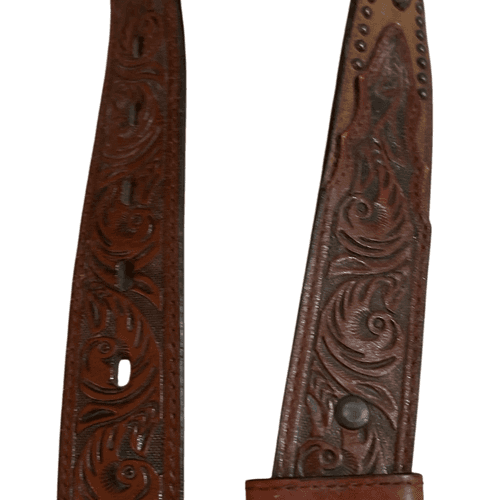 3D Belt Vintage Kids Leather Hand Tooled/Studded Copper Buckle Belt - Thumbnail 10