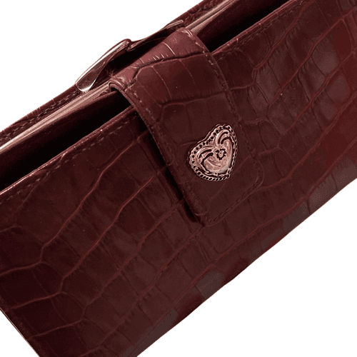 Hato Hasi Vintage Croc Embossed Faux Leather Brownish Red Women’s Wallet - Thumbnail 5