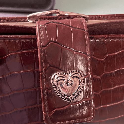 Hato Hasi Vintage Croc Embossed Faux Leather Brownish Red Women’s Wallet - Thumbnail 2