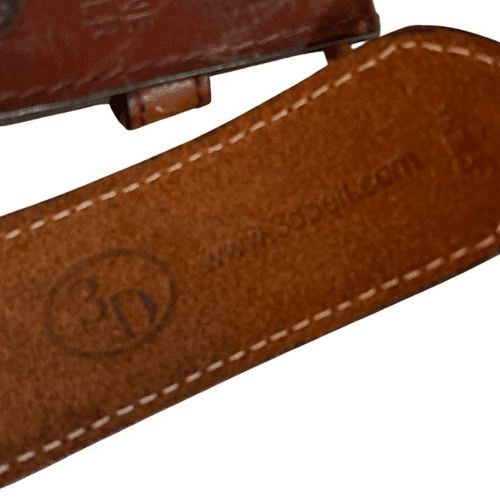 3D Belt Vintage Kids Leather Hand Tooled/Studded Copper Buckle Belt - Thumbnail 8
