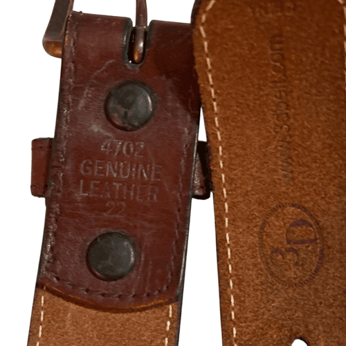 3D Belt Vintage Kids Leather Hand Tooled/Studded Copper Buckle Belt - Thumbnail 9