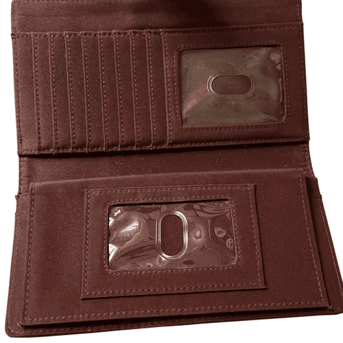 Hato Hasi Vintage Croc Embossed Faux Leather Brownish Red Women’s Wallet - Thumbnail 10