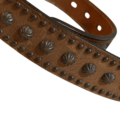 3D Belt Vintage Kids Leather Hand Tooled/Studded Copper Buckle Belt - Thumbnail 3