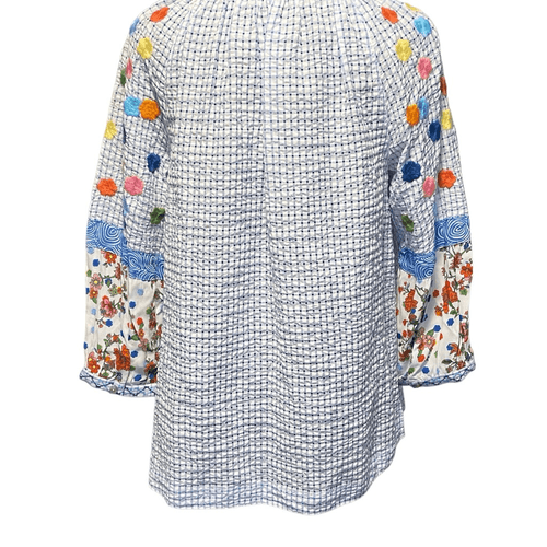 John Mark Spring Fling” Embroidered 3/4 Sleeve Blouse/Top - Thumbnail 5