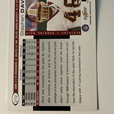 2000 Score - Stephen Davis #212 - Thumbnail 3