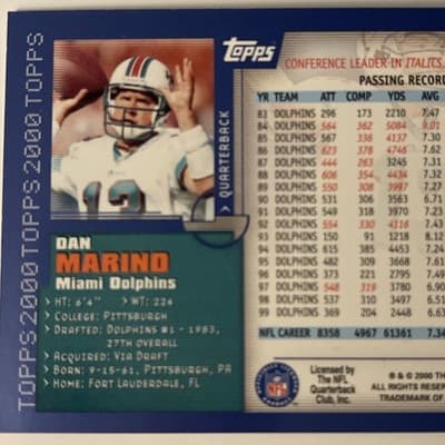 2000 Topps - Dan Marino #40 - Thumbnail 3