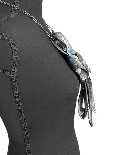 Boss Bitchin Tie Turquoise Women’s Restyled Men’s Tie W/Skull Turquoise Necklace - Thumbnail 14