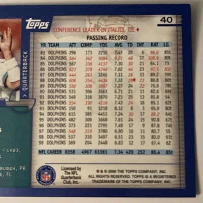 2000 Topps - Dan Marino #40 - Thumbnail 4