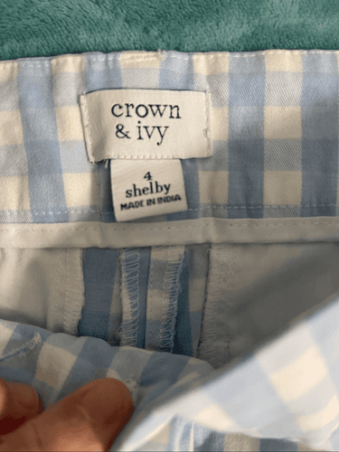 Crown & Ivy Women’s Shelby Blue Plaid Scalloped Shorts - Thumbnail 8