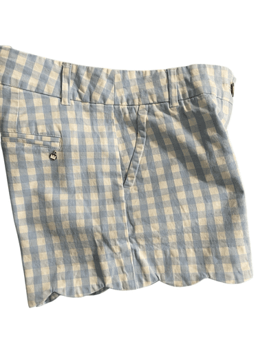 Crown & Ivy Women’s Shelby Blue Plaid Scalloped Shorts - Thumbnail 4