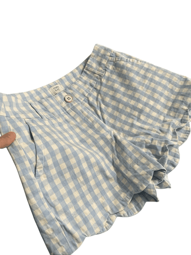 Crown & Ivy Women’s Shelby Blue Plaid Scalloped Shorts - Thumbnail 3