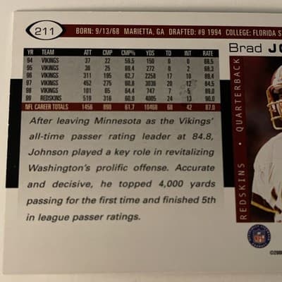 2000 Score - Brad Johnson #211 Scorecard /2000 - Thumbnail 3