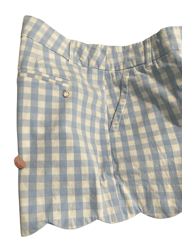 Crown & Ivy Women’s Shelby Blue Plaid Scalloped Shorts - Thumbnail 6