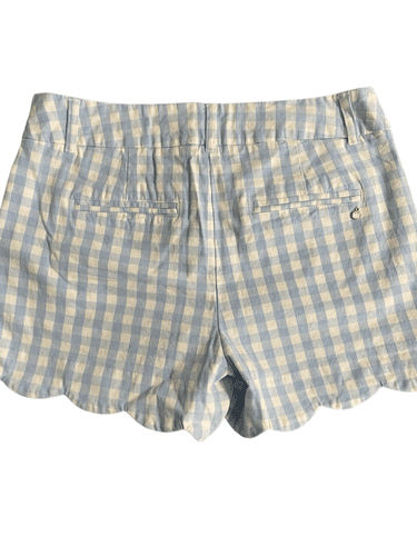 Crown & Ivy Women’s Shelby Blue Plaid Scalloped Shorts - Thumbnail 5