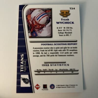 1999 Collector's Edge Triumph - Frank Wycheck #T24 - Thumbnail 2