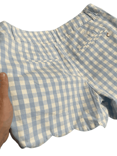 Crown & Ivy Women’s Shelby Blue Plaid Scalloped Shorts - Thumbnail 2