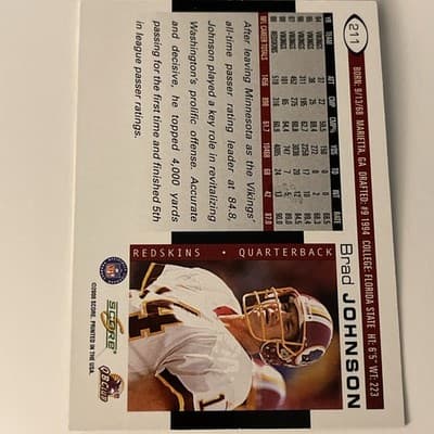 2000 Score - Brad Johnson #211 Scorecard /2000 - Thumbnail 2