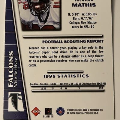 1999 Collector's Edge Triumph - Terance Mathis #T42 - Thumbnail 4