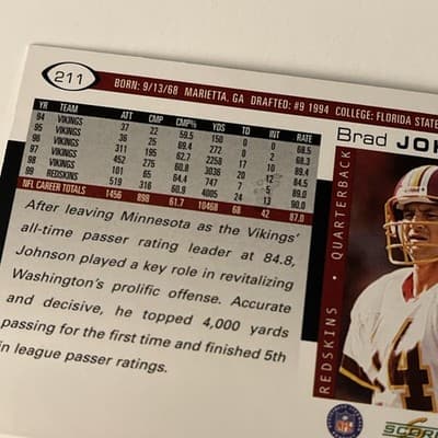 2000 Score - Brad Johnson #211 Scorecard /2000 - Thumbnail 5