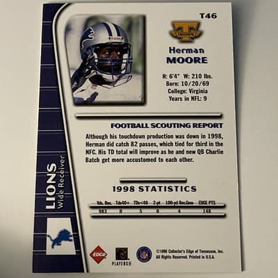 1999 Collector's Edge Triumph - Herman Moore #T46 - Thumbnail 5