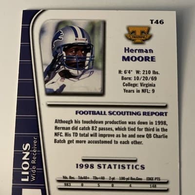 1999 Collector's Edge Triumph - Herman Moore #T46 - Thumbnail 3
