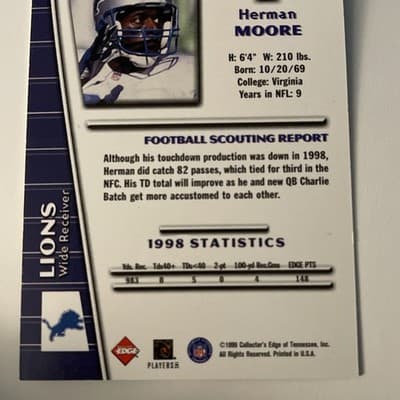 1999 Collector's Edge Triumph - Herman Moore #T46 - Thumbnail 4